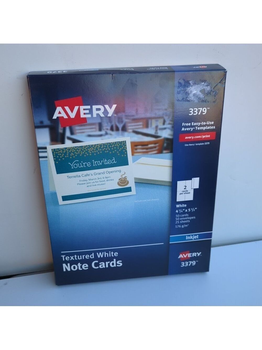 Avery 3379 Note Cards w/ Matching Envelopes (50 CRD, 2 CRD/SHT, 25 SHT/BX) New